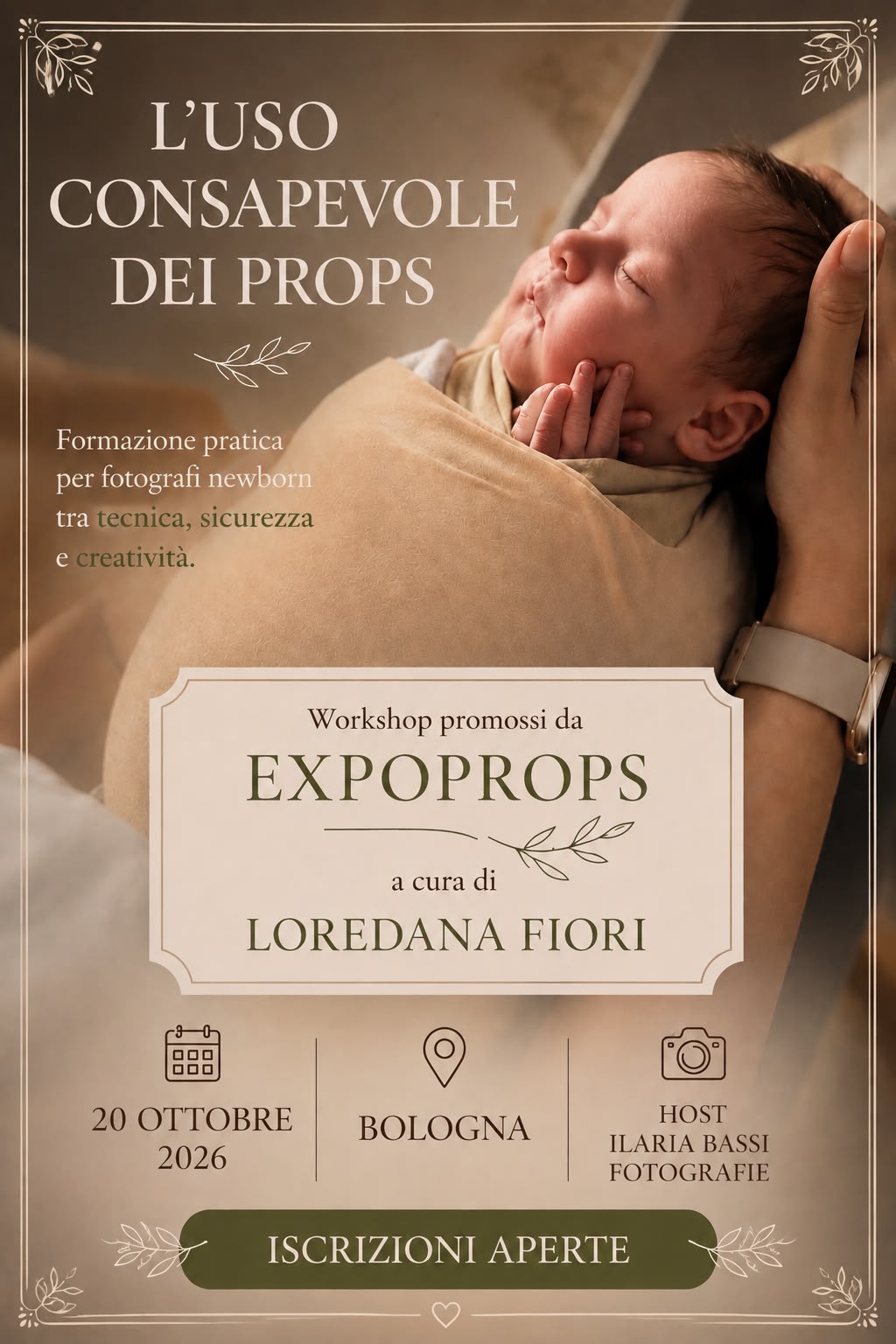 Locandina del workshop L’uso consapevole dei props, a cura di Loredana Fiori, a Bologna il 20 ottobre 2026